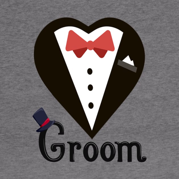 Groom T-Shirt Groom With Bow Tie Tee Shirt Bachelor Party by MiStore